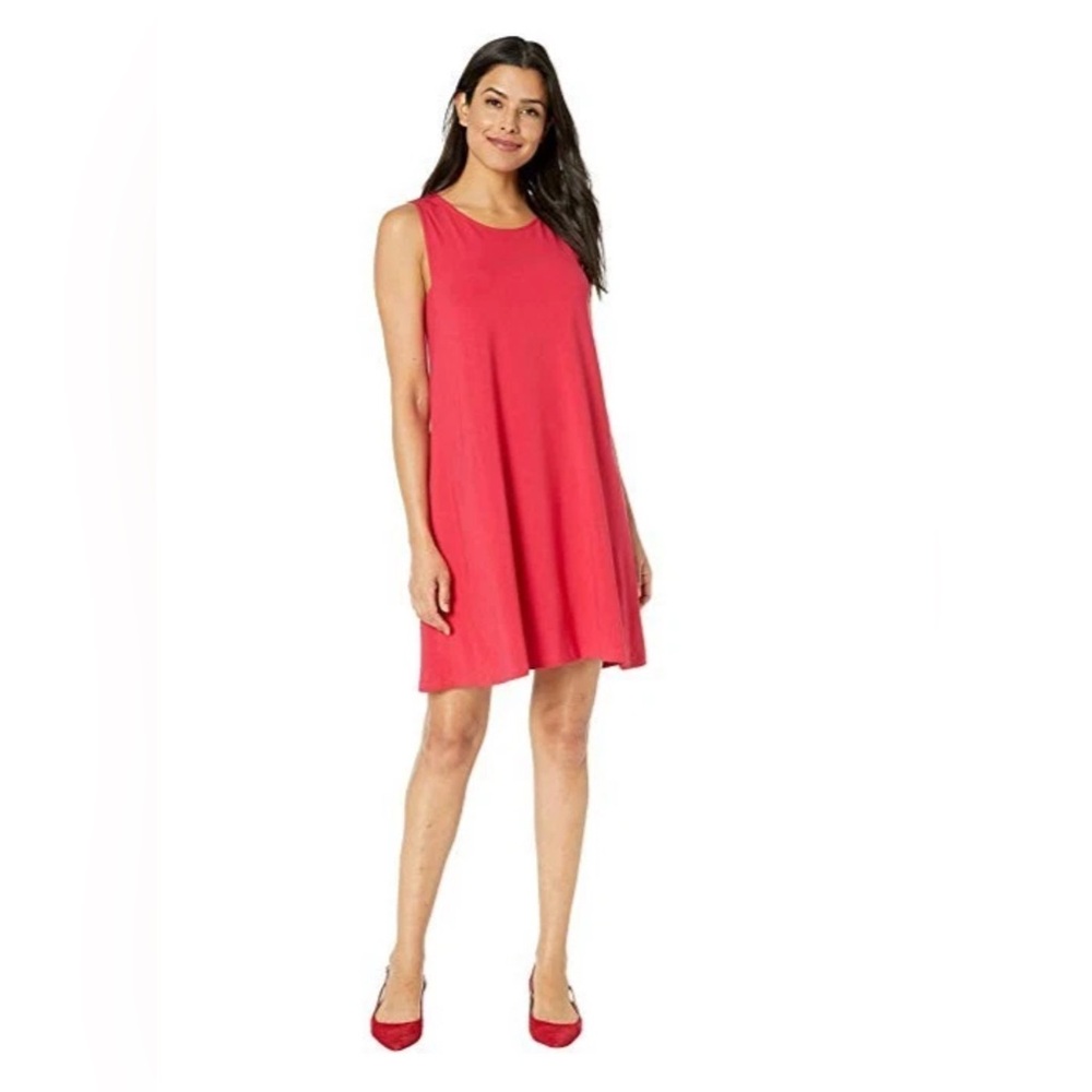 Lilla P Campari Stretch Viscose Jersey Sleeveless Travel Shift Dress Size Large
